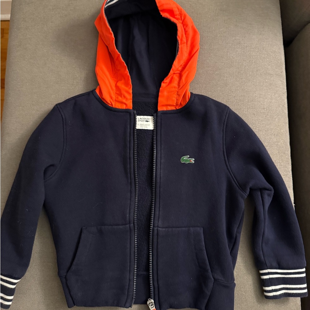 Lacoste Kids Navy Hoodie with Orange Hood
